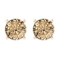 thumbnail image 3 of 3.0 Ct Round Cut Studs Yellow Moissanite 18K Rose Solid Solid Gold Everyday Dainty Earrings Push Back, 3 of 7