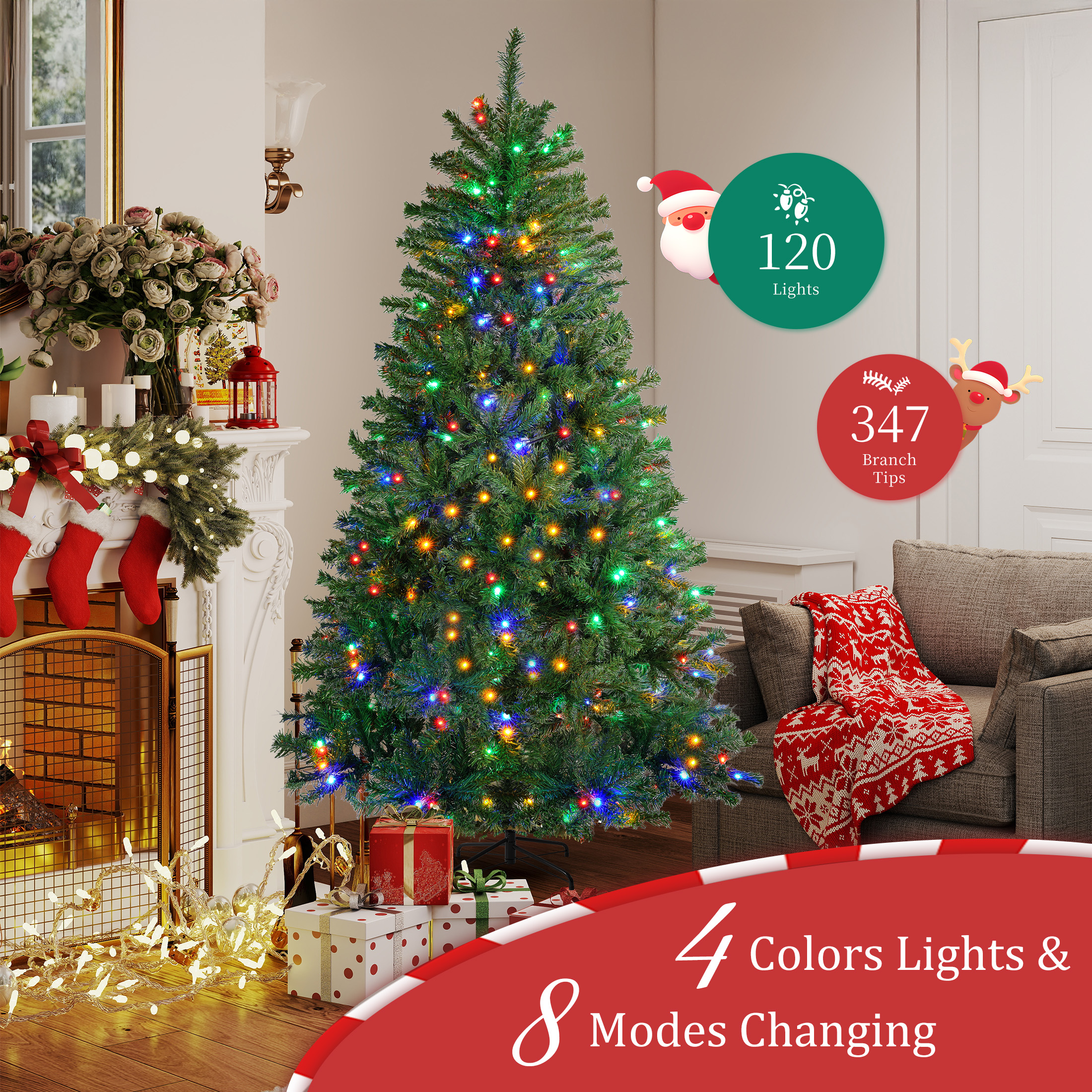 EDX 4.5 Ft Pre-Lit Artificial Christmas Tree photo 5