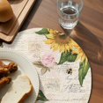 thumbnail image 4 of Round Placemats Sunflower Leaves 15 inch Set of 2 Table Mats for Dining Table Floral Retro Heat Resistant Non-Slip Kitchen & Home Decorative Place Mat Set, 4 of 8