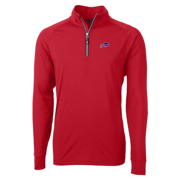 Men's Cutter & Buck Red Buffalo Bills Adapt Eco Knit Quarter-Zip Pullover Top