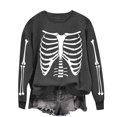 thumbnail image 5 of VKOYWKM Women Halloween Sweatshirts Crewneck Sweatshirts Skeleton Graphic Pullover Vintage Spooky Print Long Sleeve Fall Oversized Sweatshirt, 5 of 7