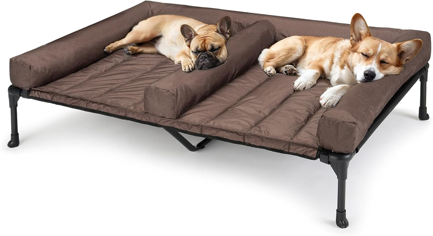 Dextrus 32.9in Outdoor Rattan Dog House with Canopy Water Resistant Dog Bed with Beige Cushion for Small Medium Large Dogs Brown Walmart