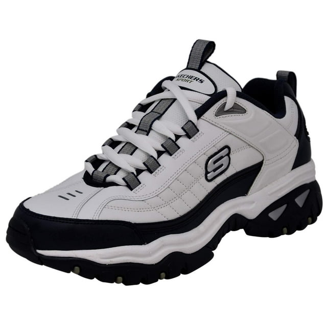 Zapatilla Skechers Energy Afterburn para hombre, color blanco, azul marino y plateado