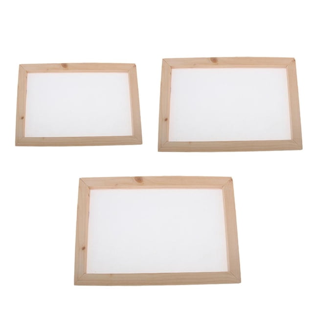 veasfak 3pcs Traditional Wooden Paper Making Papermaking Mould Frame Screen Tool for