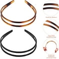 thumbnail image 4 of Hard Plastic Headbands Double Row Hair Hoops Vintage No Slip Hair Bands with Teeth for Women, 2pcs, 4 of 5