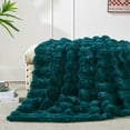 thumbnail image 5 of Home Soft Things Line Drawing Faux Fur Throw Blanket with Micromink Back, Luxury Soft Cozy Plush Fluffy Fuzzy Reversible Thick Warm Throw Blanket, 60x70 inches, Teal, 5 of 10