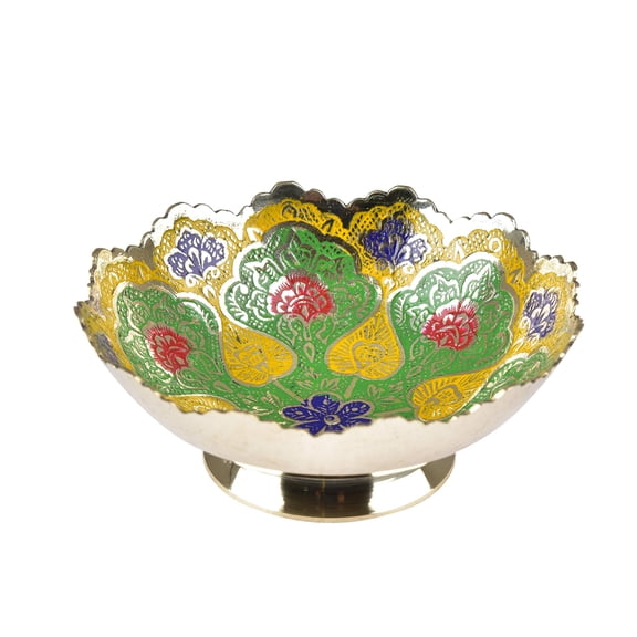 diollo Gold Plated Brass Dry Fruit Bowls Decoration Kitchen Serving Bowls | Color: Green | Dia: 5 Inch