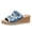 Blue, variant on Women's Wedge Denim Buckle Slide Sandals Fashion Fish Mouth Open Toe Faux Light Platform Heeled Comfort Dressy Mule Slides for Beach Vacation Daily Wear