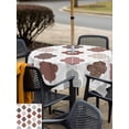thumbnail image 5 of Outdoor Tablecloths with Umbrella Hole & Zipper, Moroccan Geometric 54x54 Inch Square Tablecloths, Vintage Boho Rhombic Pattern Red Gray Waterproof Table Cloth, Patio/Pool/Picnic Table Covers, 5 of 8