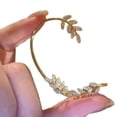 thumbnail image 3 of Pendientes de hoja de jade dorado de dos piezas con diseño de hada súper ligera y de lujo de alta calidad con diamantes de imitación y colgantes, accesorios para pendientes, 3 of 5