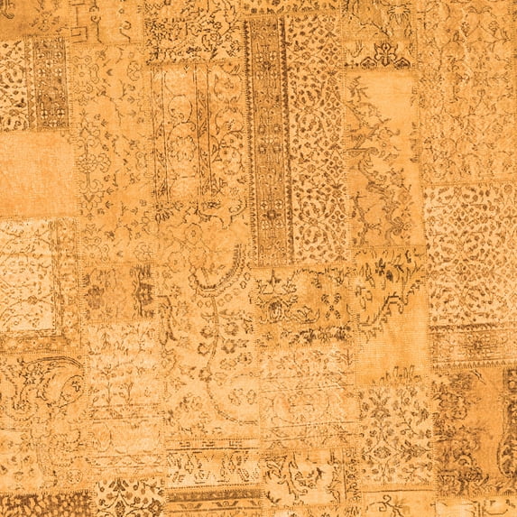 Ahgly Company Indoor Square Patchwork Orange Transitional Area Rugs, 6' Square