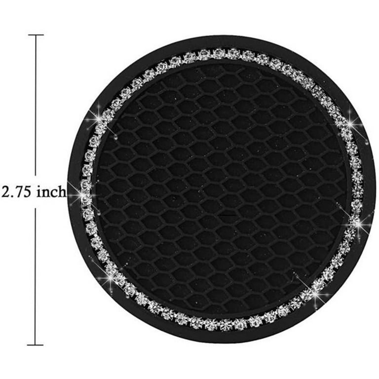 4-PCS Bling Crystal Rhinestone Car Cup Holder Coasters 2.75 Inch - Anti-Slip Shockproof Cup Inserts For Women Girls