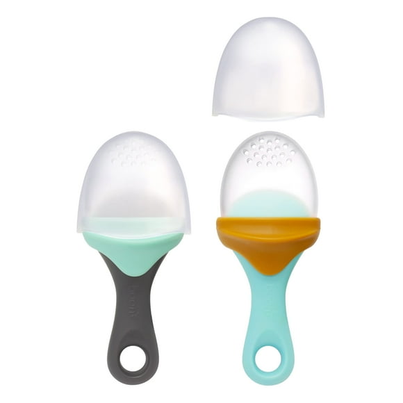 Boon PULP Silicone Feeder and Baby Teething, Navy/Mint (Pack of 2)