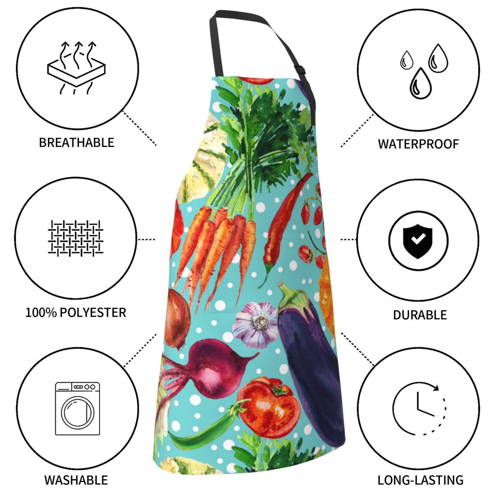 Kdxio Vegetable Apron with Pockets Adjustable Kitchen Aprons for Men Women Waterproof Aprons for Cooking,Drawing,Crafting, Baking Household Cleaning
