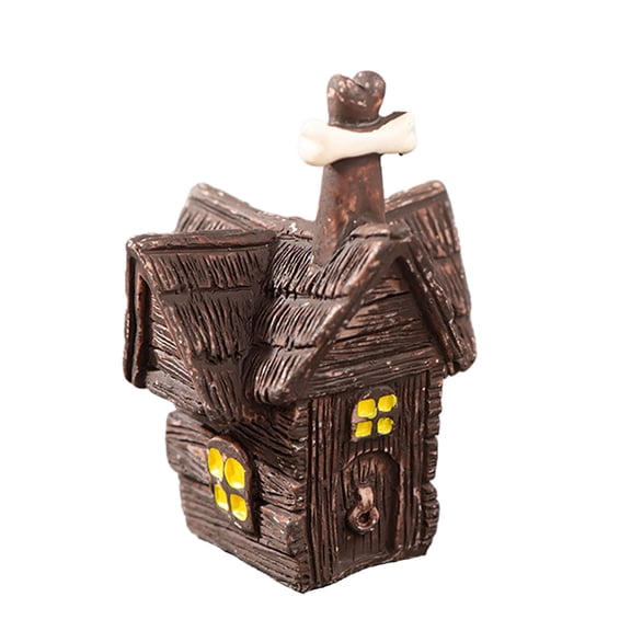 Leeye Halloween Village Miniature Figurine Set, Resin Spooky House Pumpkin Ornaments for Tabletop Shelf Display Party Decor, Light Blue 1.57x1.97x1.57in