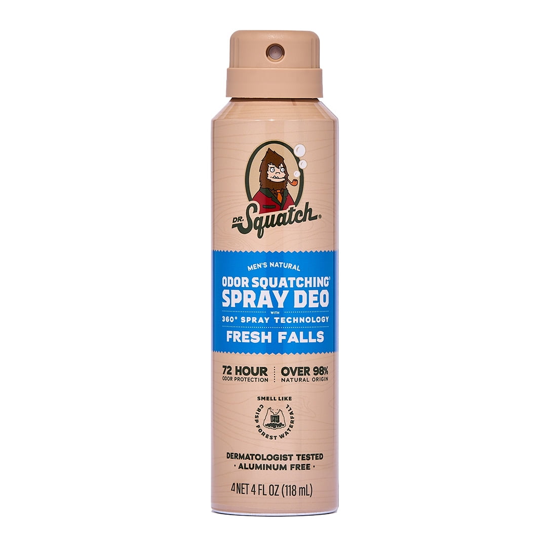 Dr. Squatch Mens Spray Deodorant, Natural Aluminum Free Deodorant for Men, Fresh Falls, 4 fl Oz