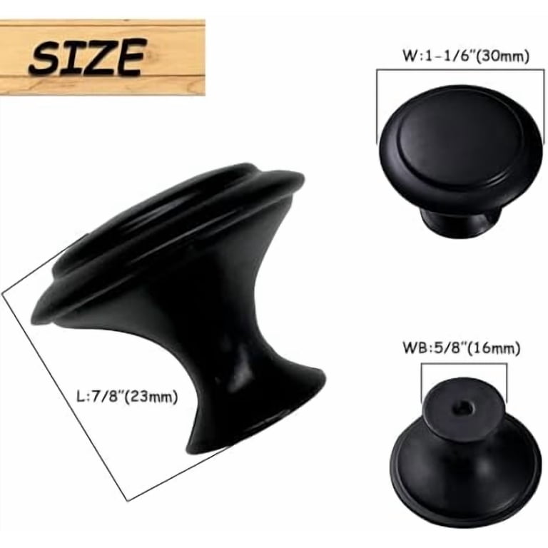black metal dresser knobs Angel Sar 1.25 in. Matte Black Kitchen Cabinet Knobs, Stainless Steel  Drawer Handles Door hardware for Dresser Cabinets (60-Pack) EFMH6025