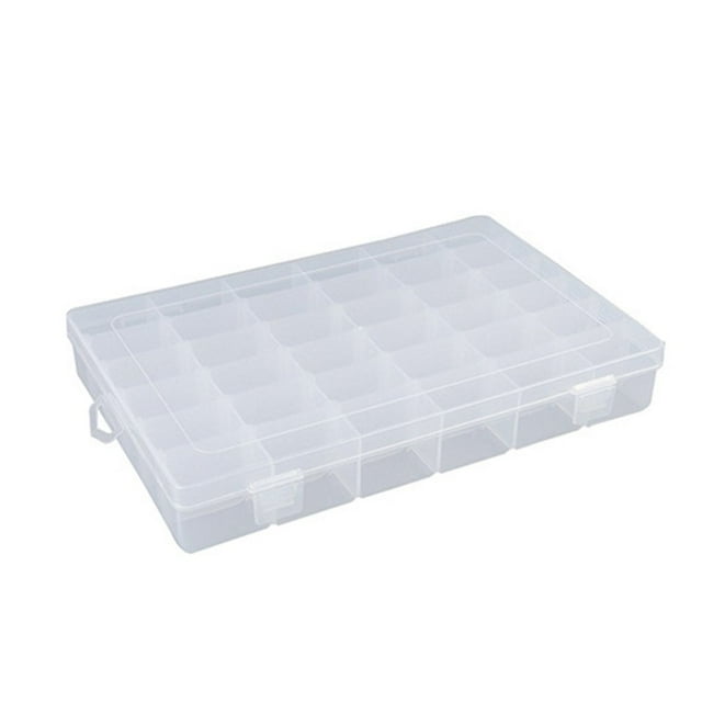 CNKOO Plastic Jewelry Organizer 36 Comparments Thread Organizer with Adjustable Dividers Transparent Storage Box for Beads Letter Board Letters Embroidery Floss and Craft