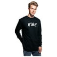 thumbnail image 2 of Daxton Retro Utah Arch Font Long Sleeves T Shirt Soft Medium Weight Cotton, Black Tee White Font, M, 2 of 2