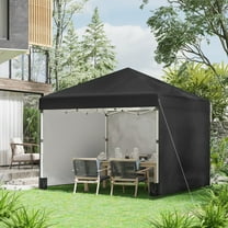 Outsunny 10' x 10' Pop Up Canopy with 3 Sidewalls and Carry Bag, Black
