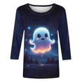 thumbnail image 5 of sdhkgrrt Women Plus Size Halloween Graphic Tops 3/4 Sleeve Round Neck Ghost Print Pullover Cute Casual Tunic Shirt Fall Autumn Outfits Clothes, Navy S, 5 of 5