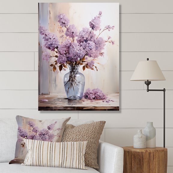 Designart "Lilacs Lavender Charm II" Floral Wall Art Living Room
