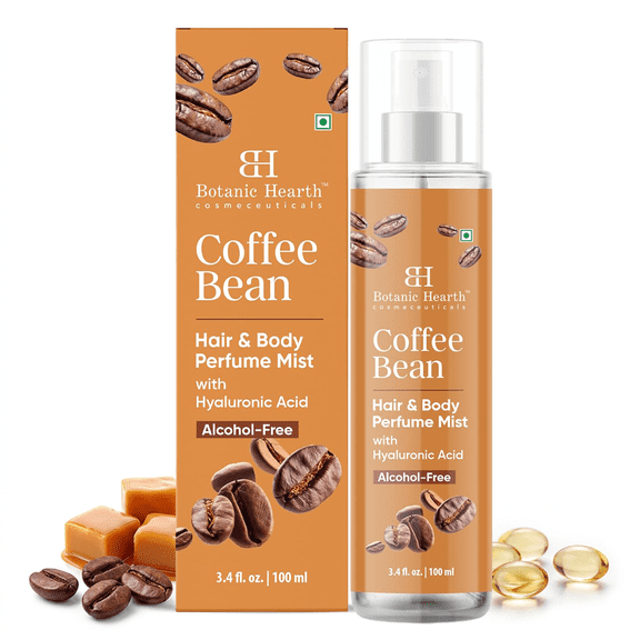 Botanic Hearth Coffee Bean Hair Perfume & Body Perfume Mist with Hyaluronic Acid – Alcohol-Free Body Spray for Long Lasting Fragrance & Hydration – Refreshing Coffee Scent, 3.4 fl oz / 100 ml