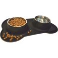 thumbnail image 2 of Zhuge Cuencos de acero inoxidable para perros de tamaño mediano - Alfombrilla antiderrames de silicona negra - 64 oz en total, 2 of 3