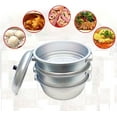 thumbnail image 4 of TrueCraftware- 11 3/8" x 12 1/2" Aluminum 3 Tier Steamer Set 1/8” hole size- Steamer Steaming Pot Multipurpose Steaming Pot Cookware for Vegetable Seafood Stock Sauce Food Soups Stews and Pas, 4 of 5