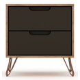 thumbnail image 1 of Manhattan Comfort Rockefeller Mid-Century Modern 2 Drawer Bedroom Nightstand, 20.08", Nature/Textured Grey, 1 of 2