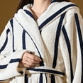 thumbnail image 6 of ylioge Stripe Robes for Women Thermal Warm Fleece Bathrobes with Pockets, Hoodie & Belt Long Sleeve Open Front Sleepwear Homewear Bath Robe Pajamas, 6 of 6