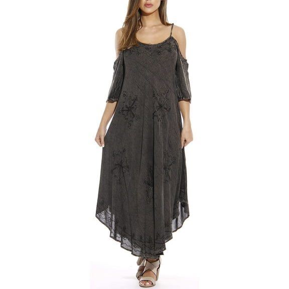 Riviera Sun Dress / Dresses for Women (Charcoal, 1X)