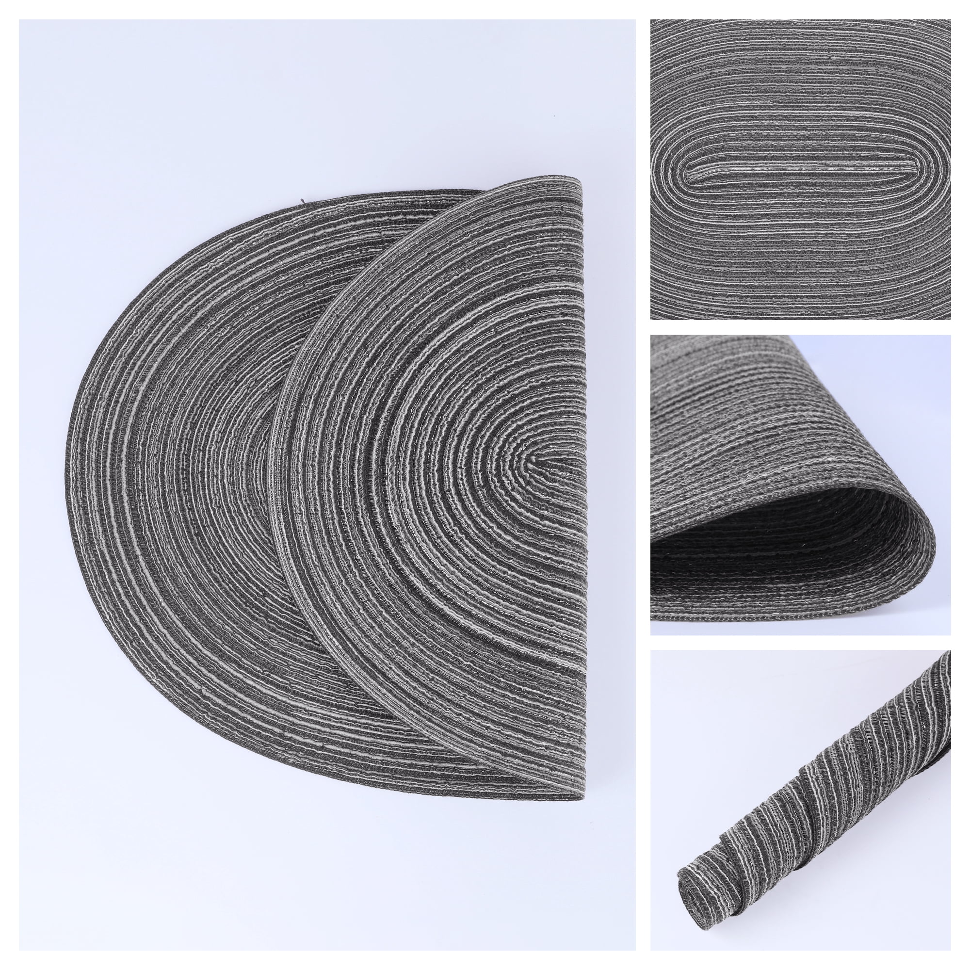 Unique Bargains Farmhouse Placemats Oval Placemats for Dining Table 6pk Gray 19.7x14Inch