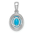 thumbnail image 4 of 925 Sterling Silver Rhod-plated Blue and White CZ Oval Pendant; for Adults and Teens; for Women and Men, 4 of 4