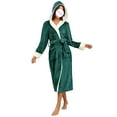 thumbnail image 2 of lcziwo Lightning Deals Women Fuzzy Robes Plush Bathrobes Long Sleeve Hooded Warm Bath Robe Sexy Fleece Sleep Robes with Pockets,Green,XL, 2 of 5