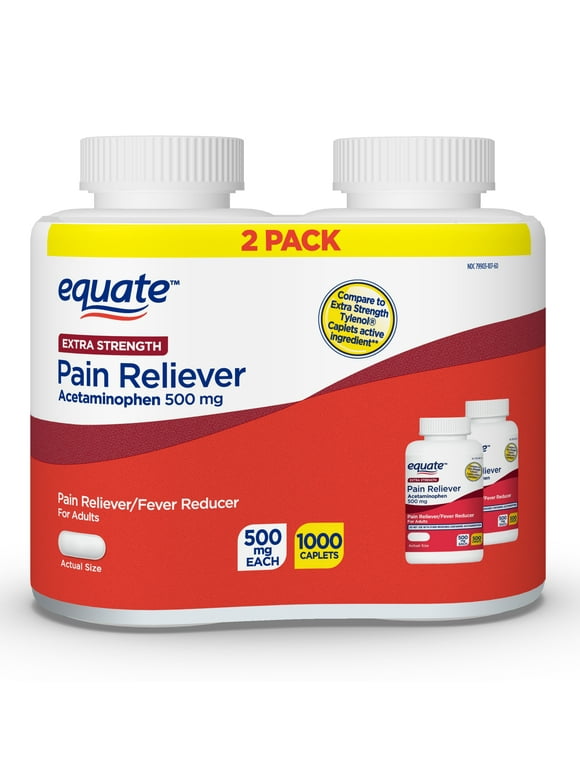 Equate Extra Strength Pain Relief, Acetaminophen Caplets, 500 mg, 2 Pack, 1000 Count