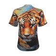 thumbnail image 6 of Zufioo Colorful Plant Tiger Print Women's Classic V-neck T-shirt, V-neck Short-sleeved Tops Home Wear, Suitable for Daily Life, Work, Outdoors-Small, 6 of 8