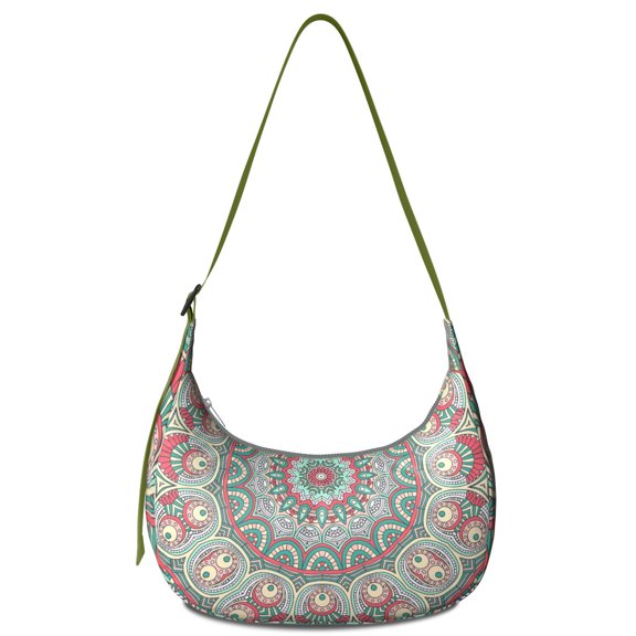 Abstract Ornamental Mandala Bag Tribal Boho Crossbody Purse with Sacred Decorative Pattern Vintage Ethnic Style for Women