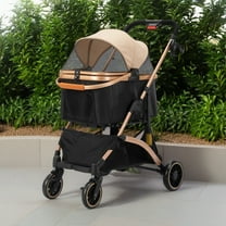 Demi Bonn 4 Wheels Pet Stroller Folding Lightweight Dog Stroller with Detachable Carrier & Storage Basket, Dog Cat Travel Stroller for Puppies, Doggies, Kitties, Black