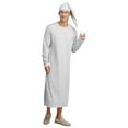 thumbnail image 3 of Alvivi Mens Pajama Sets Party Dress-up Nightgown Arabian Robe Long Sleeve Sleeping Nightshirt with Hat Gray L, 3 of 6