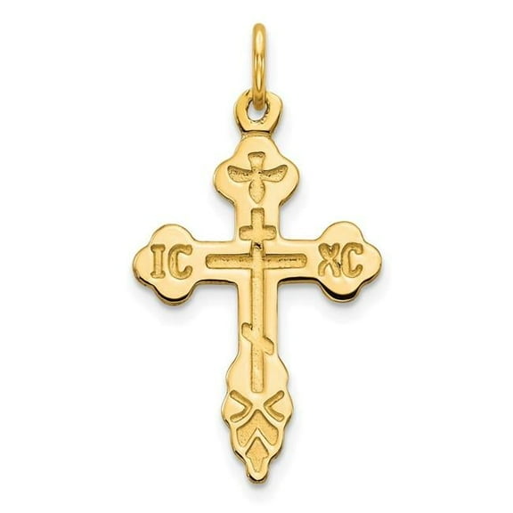 10k Yellow Gold Cross Charm, Delightful Charms for Bracelets and Necklaces (0.84 GM, 30 MM Long x 17 MM Wide)