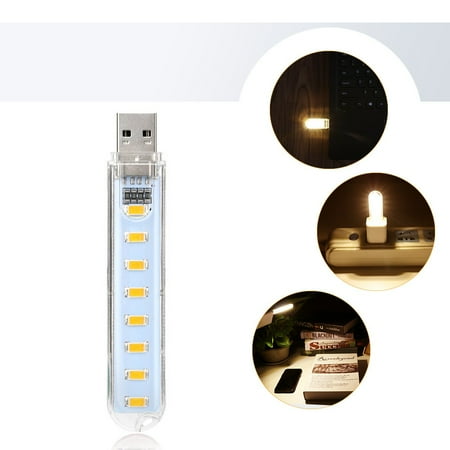 

USB LED Light Stick Computer Night Light Reading Camping Lamp White/Yellow Light