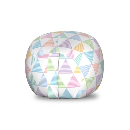 Geometric Storage Toy Bag Chair  Rainbow Pastel Colored Symmetric Striped Pyramid Triangles Rhombus Art  Stuffed Animal Organizer Washable Bag  Small Size  White Multicolor  by Ambesonne