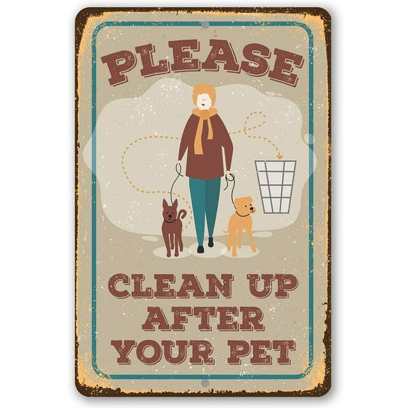 Metal Sign - Please Clean Up After Pet Metal Sign - Durable Metal Sign - Use Indoor/Outdoor - Great Gift for Dog Owners and Signage for Apartment, Condo and Park Under $20 (8" x 12")