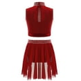 thumbnail image 3 of Sholeno Lyrical Dance Outfits for Girls Gymnastic Leotard Wrap Skirt Latin Jazz Dance Performance Costume Burgundy 10, 3 of 4