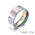 thumbnail image 2 of PAMTIER Men's Stainless Steel 9mm Simple Rainbow Colorful Brushed Cone Triangle Stripe Groove Pattern Engraved Biker Ring Statement Rainbow Size 10, 2 of 6