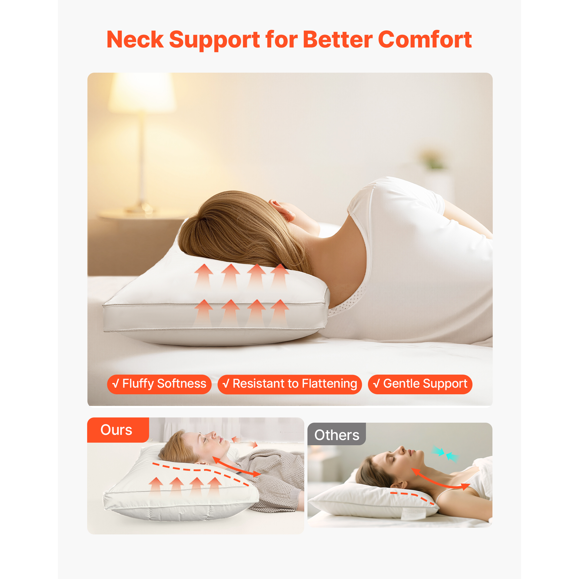 KFFKFF Set of 2 King Size Bed Pillows with Premium Down Alternative Filling, Designed for Comfort and Support, Suitable for Back, Stomach, and Side Sleepers, Ideal for Home or Hotel Bedding, White
