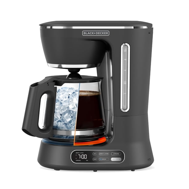 Cafetera digital BLACK+DECKER Split Brew de 12 tazas, CM0122, café helado o caliente, programable, toque rápido, mantenimiento caliente de 4 horas