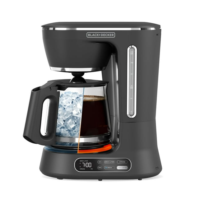 Cafetera digital BLACK+DECKER Split Brew de 12 tazas, CM0122, café helado o caliente, programable, toque rápido, mantenimiento caliente de 4 horas