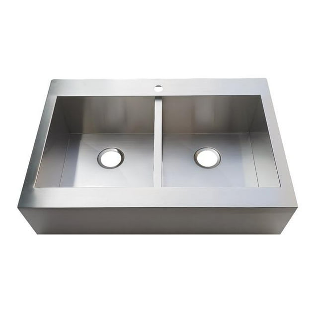 Modern Edinburg Drop-In 33 in. Double Bowl Kitchen Sink - Brushed
